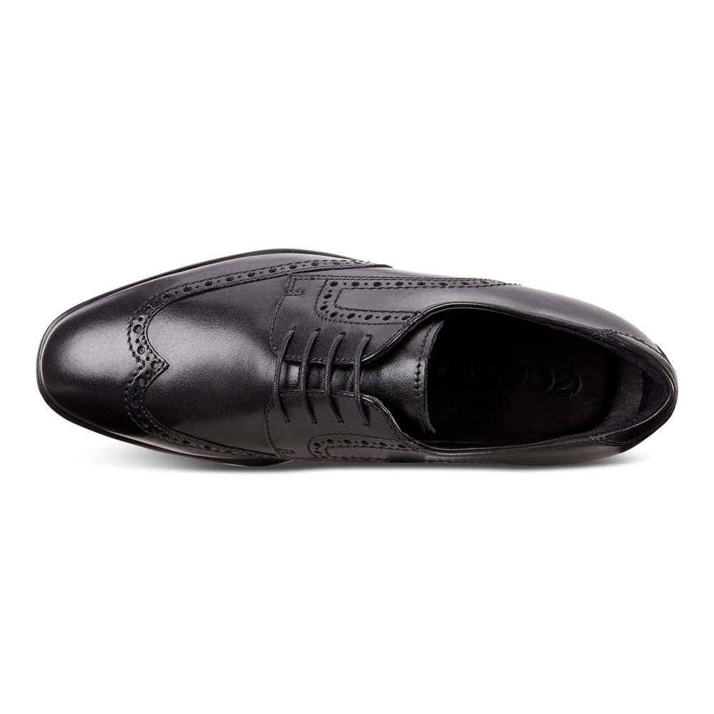 ECCO Mens Dress Shoes Black - Melbourne Wingtip Tie - GOC-789150